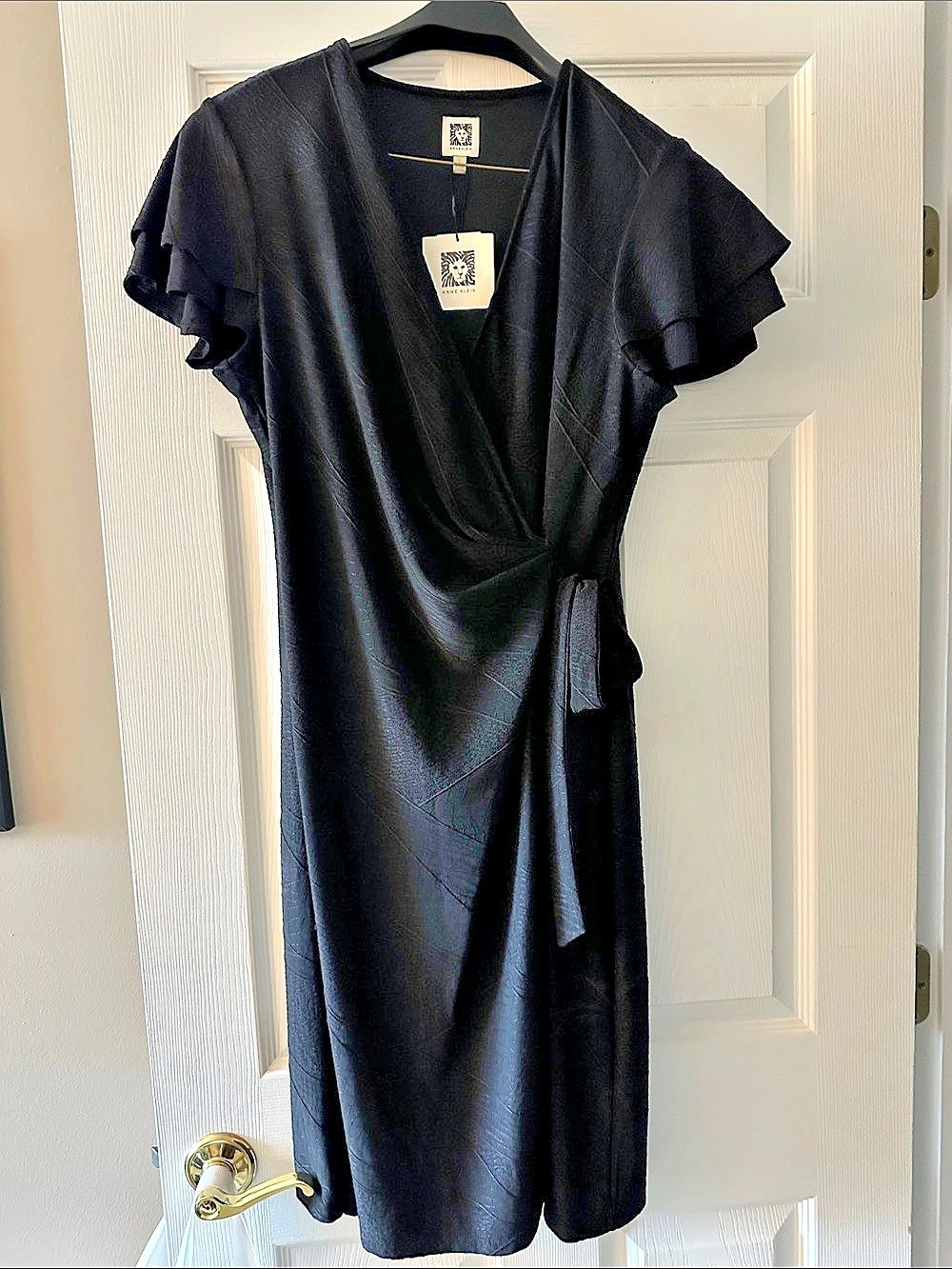 Anne Klein Mini Wrap Dress in Black Size Small NWT